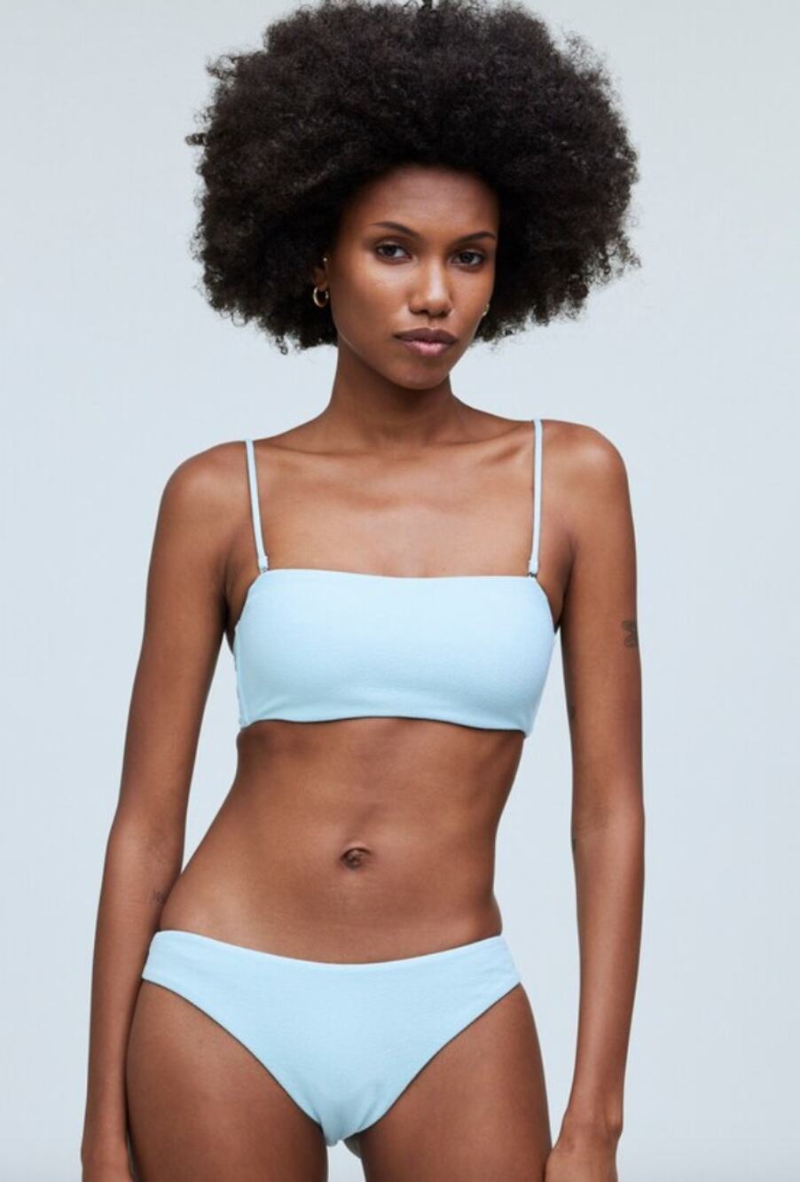 NWT Madewell Spaghetti Strap Bandeau Bikini Top Blue Small NP236 FLAW